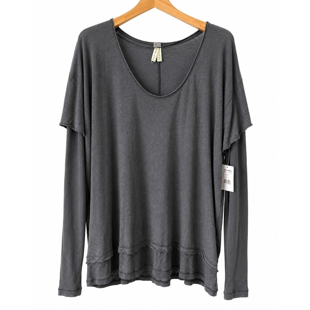 Free People We The Free Anything & Everything Top Black Size Large Slouchy Boho